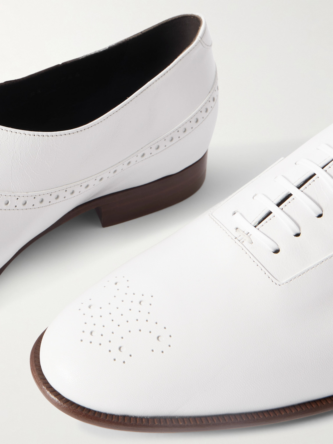 Celine Perforated Leather Oxford Shoes In White