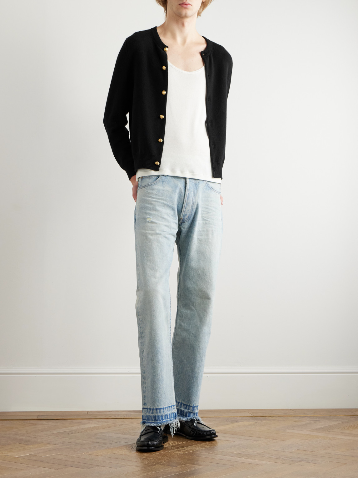 Celine Long-sleeved Cashmere Cardigan In Black