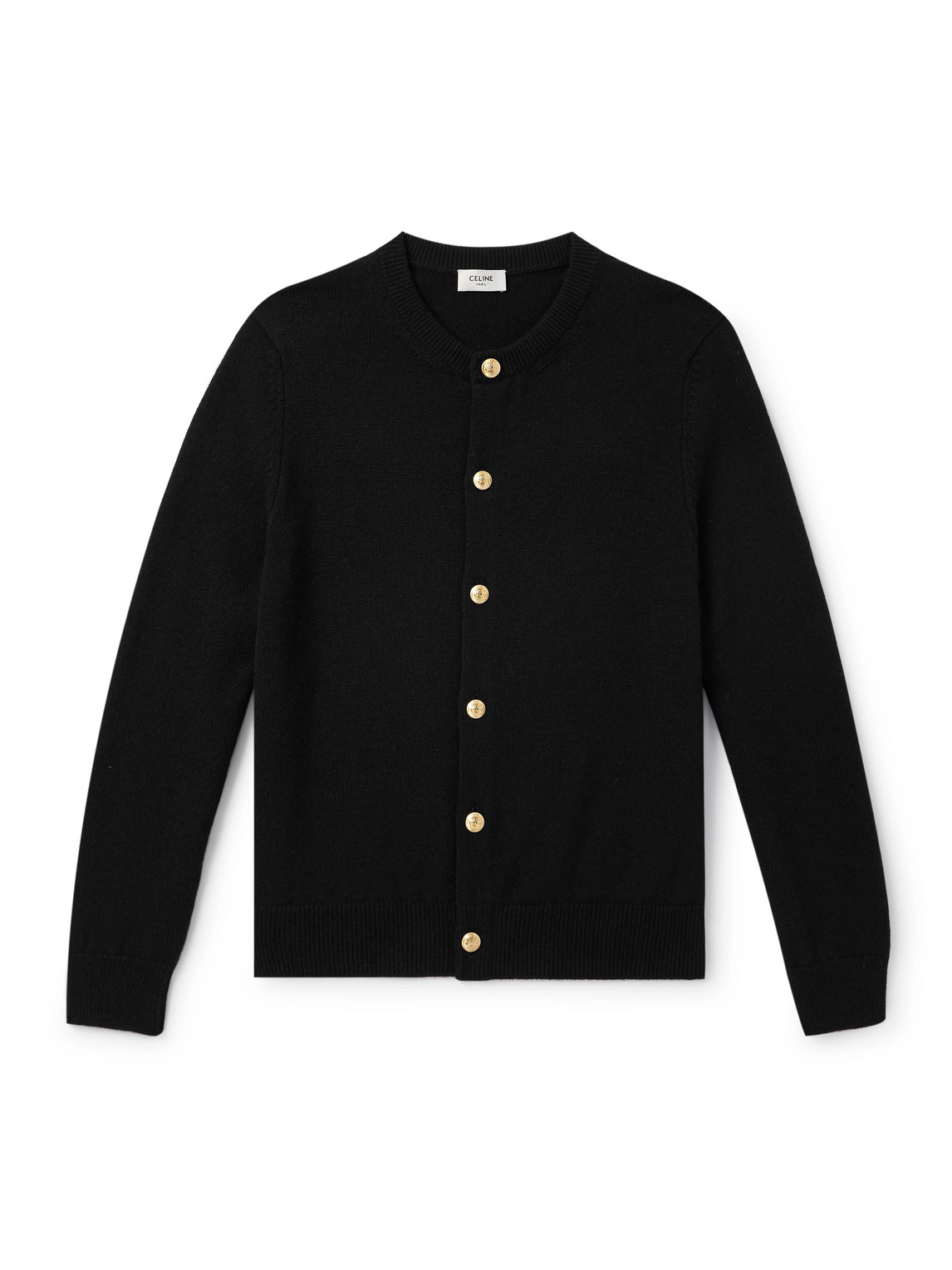 Celine Long-sleeved Cashmere Cardigan In Black