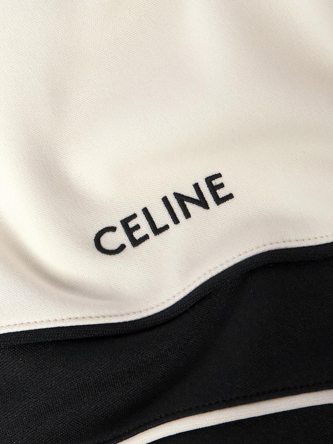 Celine Logo-embroidered Colour-block Jersey Track Jacket In Animal Print