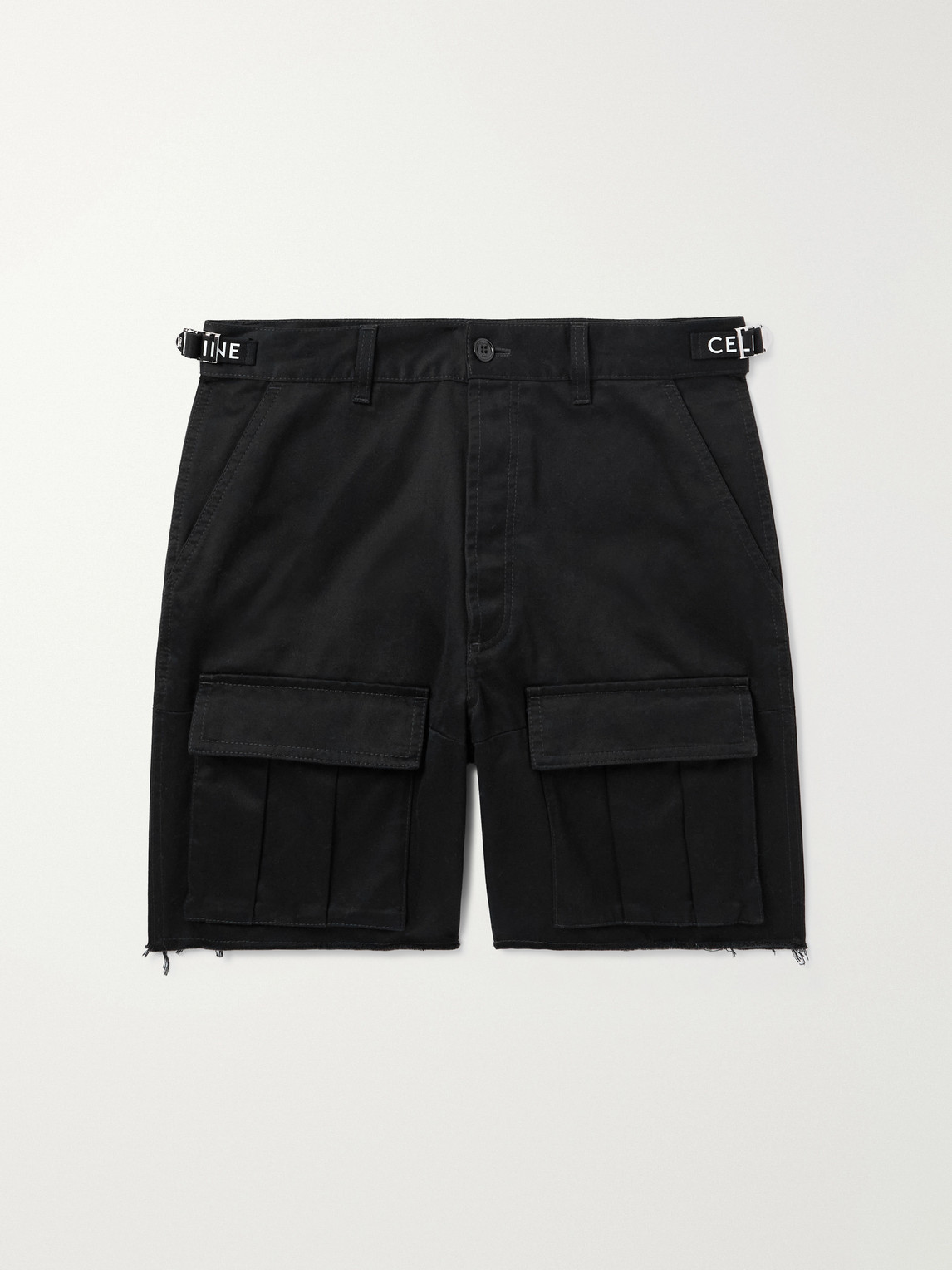 Straight-Leg Distressed Cotton-Twill Cargo Shorts