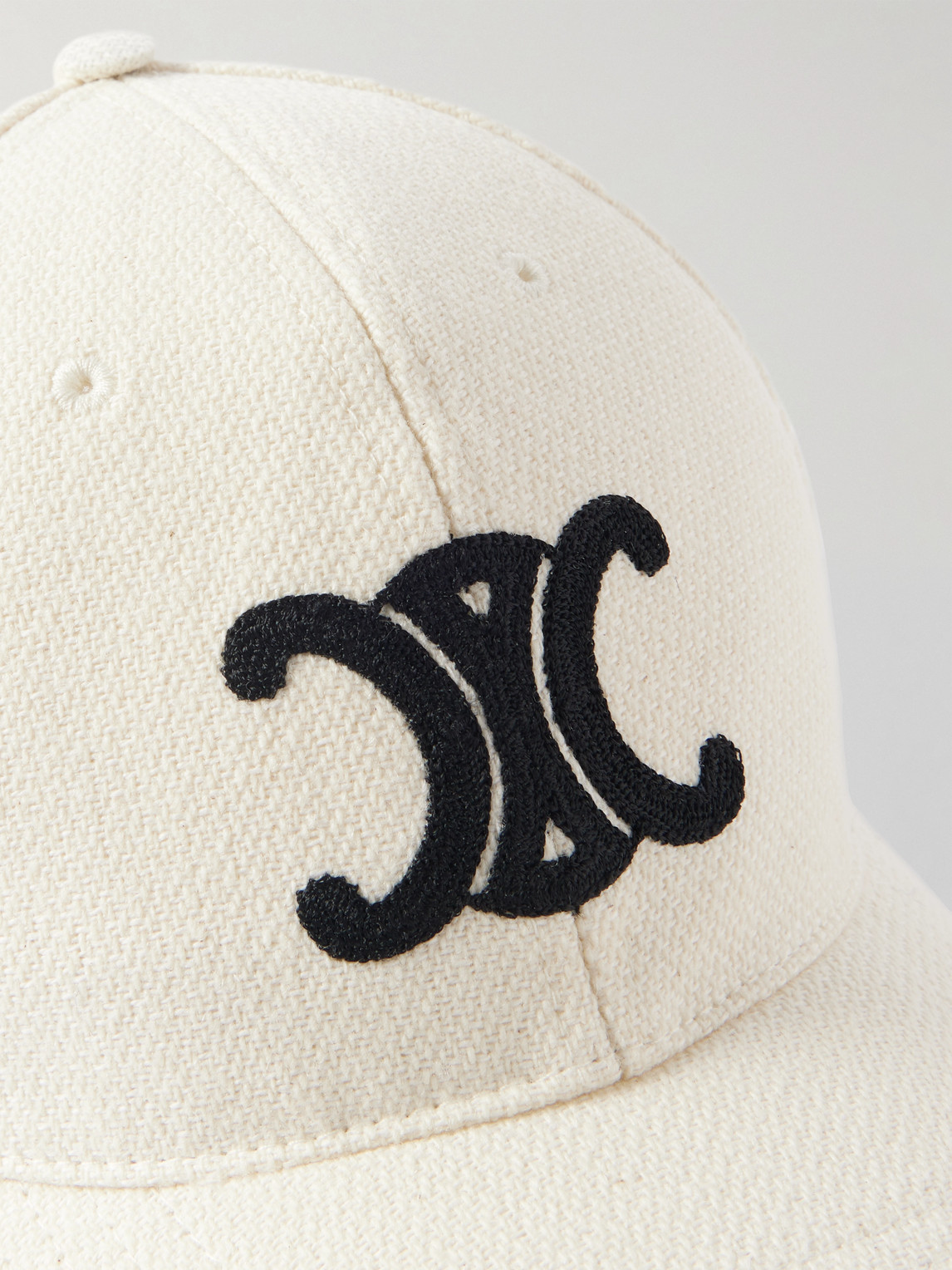 Celine Triomphe Logo-embroidered Wool-blend Baseball Cap In Neutral