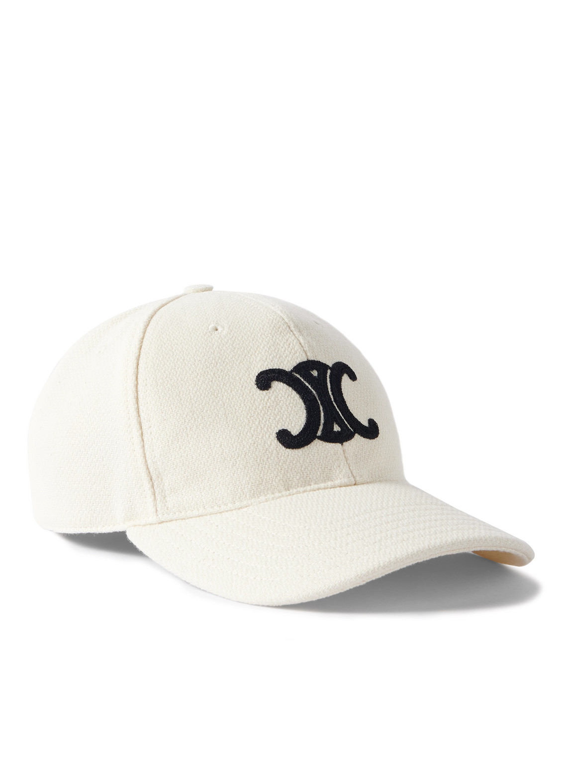 Celine Triomphe Logo-embroidered Wool-blend Baseball Cap In Neutral