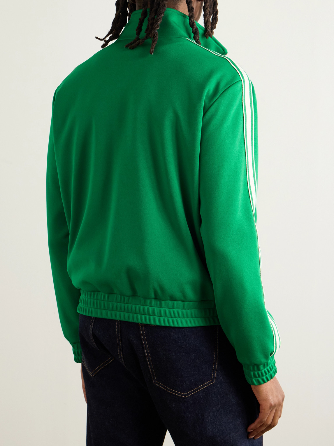 Celine Logo-embroidered Striped Tech-jersey Track Jacket In Green