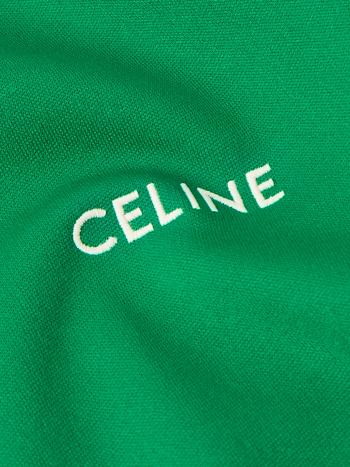 Celine Logo-embroidered Striped Tech-jersey Track Jacket In Green