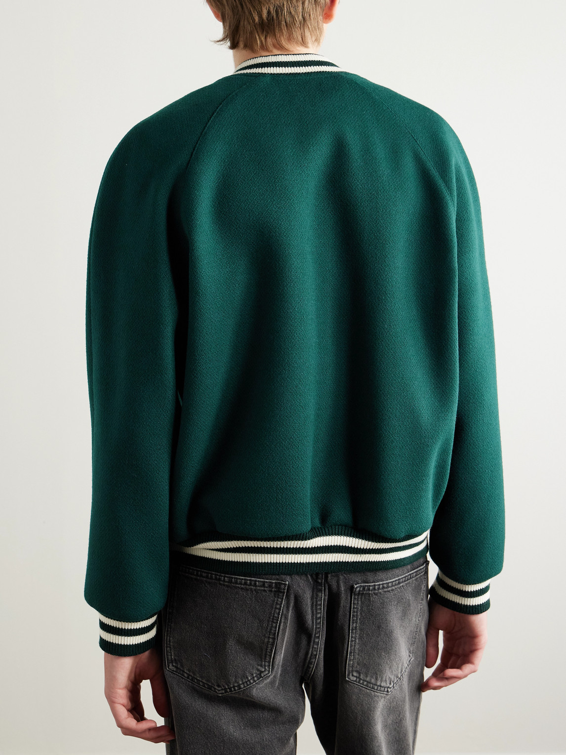 Celine Teddy Triomphe Leather-trimmed Wool-blend Varsity Jacket In Multi