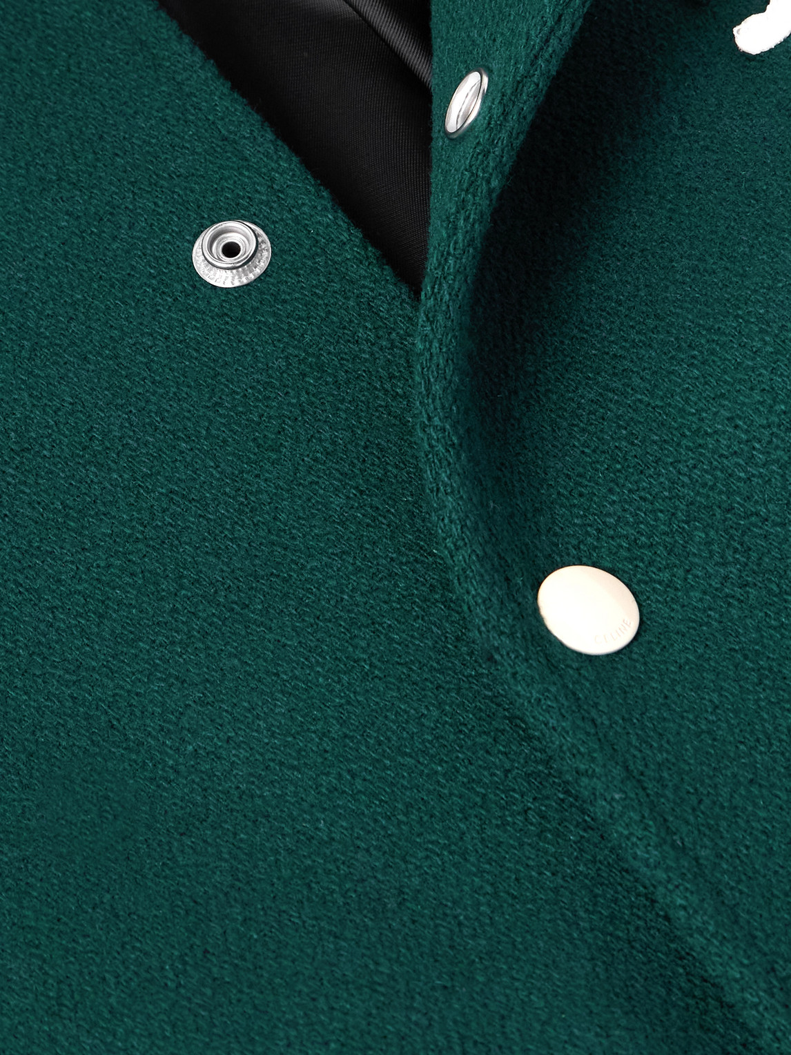 Celine Teddy Triomphe Leather-trimmed Wool-blend Varsity Jacket In Multi