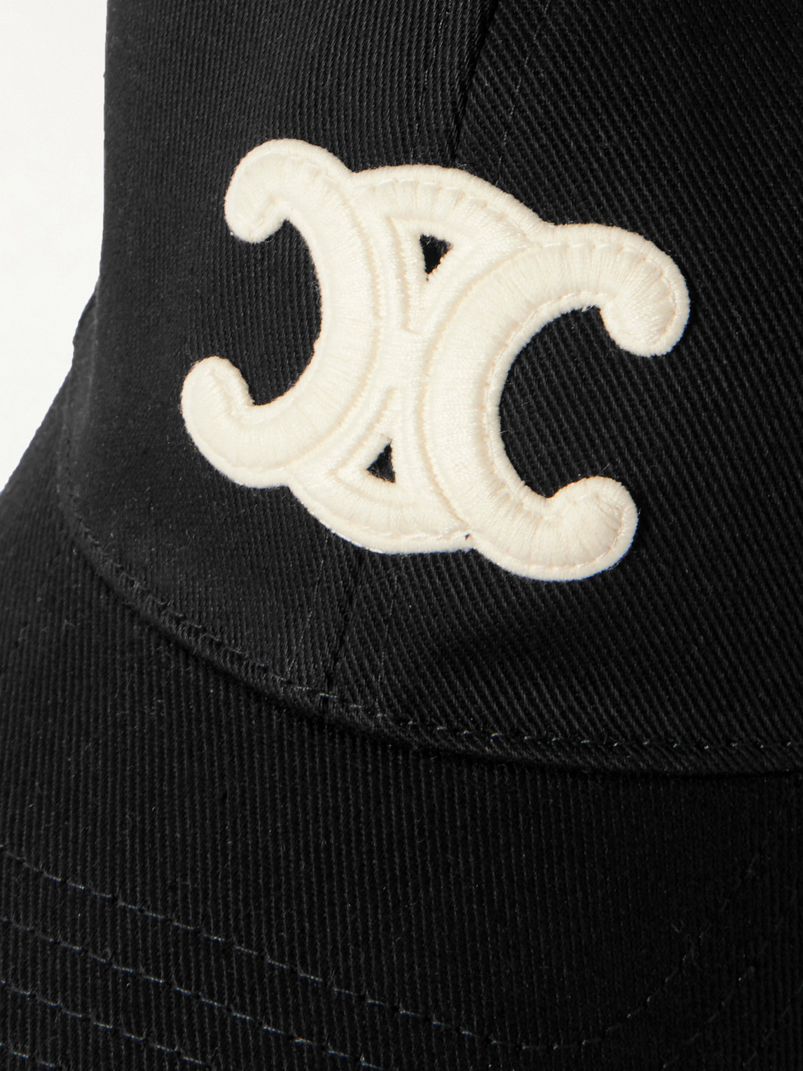Celine Logo-appliquéd Wool-twill Baseball Cap In Black