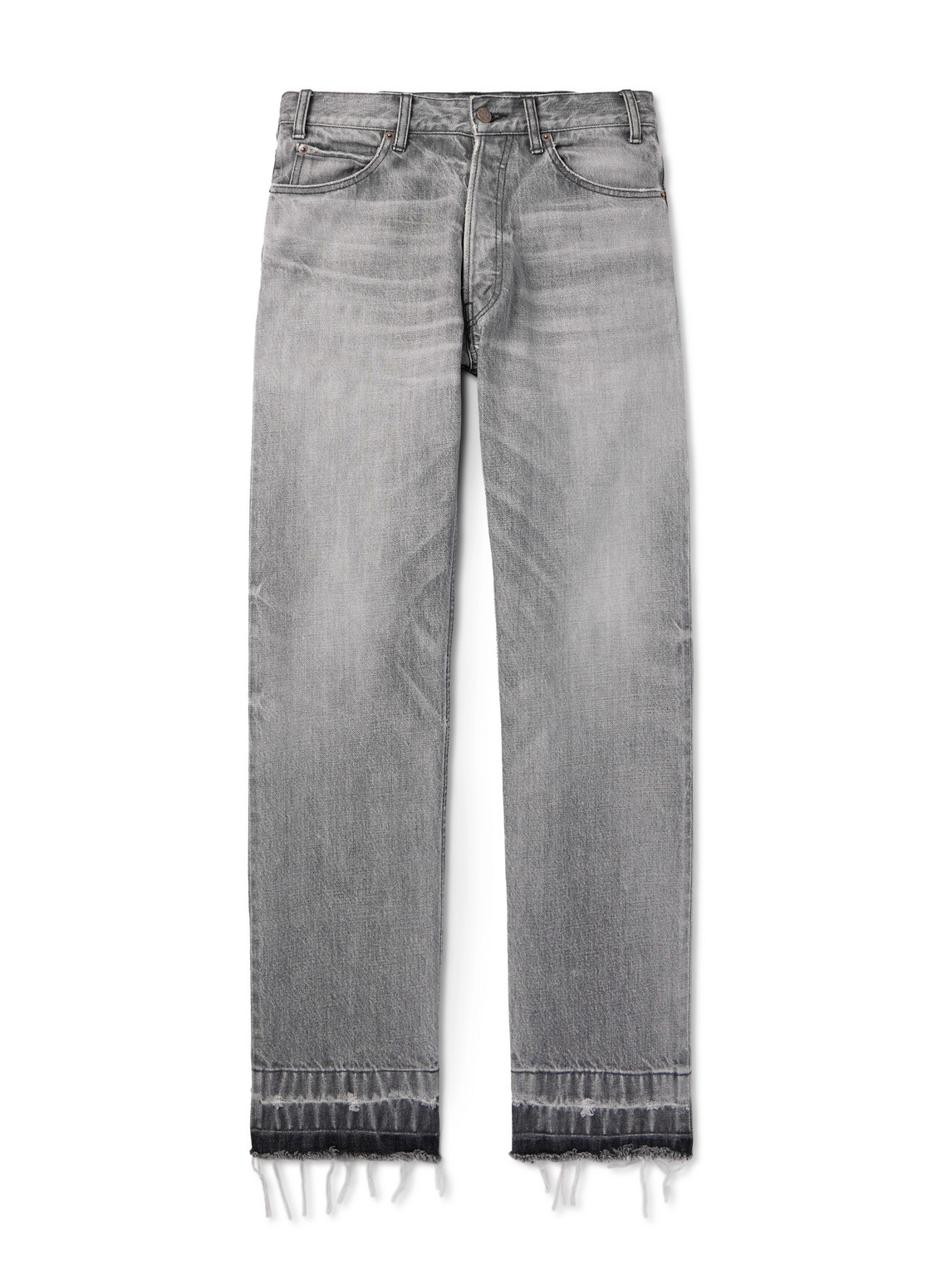 Celine Valley Straight-leg Distressed Jeans In Black
