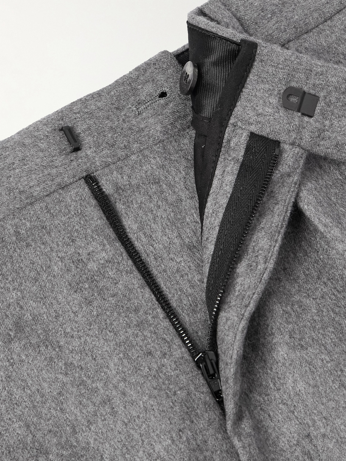 Celine Keith Tapered Pleated Cashmere-flannel Trousers In Gray