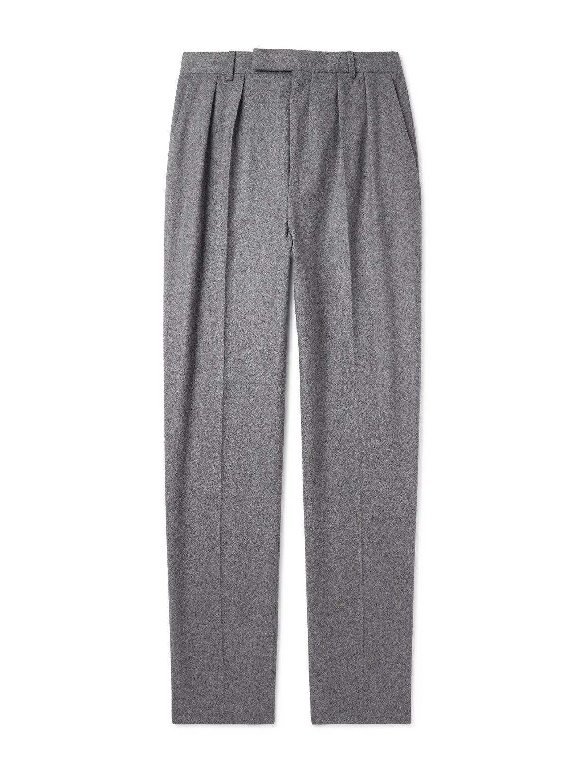 Celine Keith Tapered Pleated Cashmere-flannel Trousers In Gray