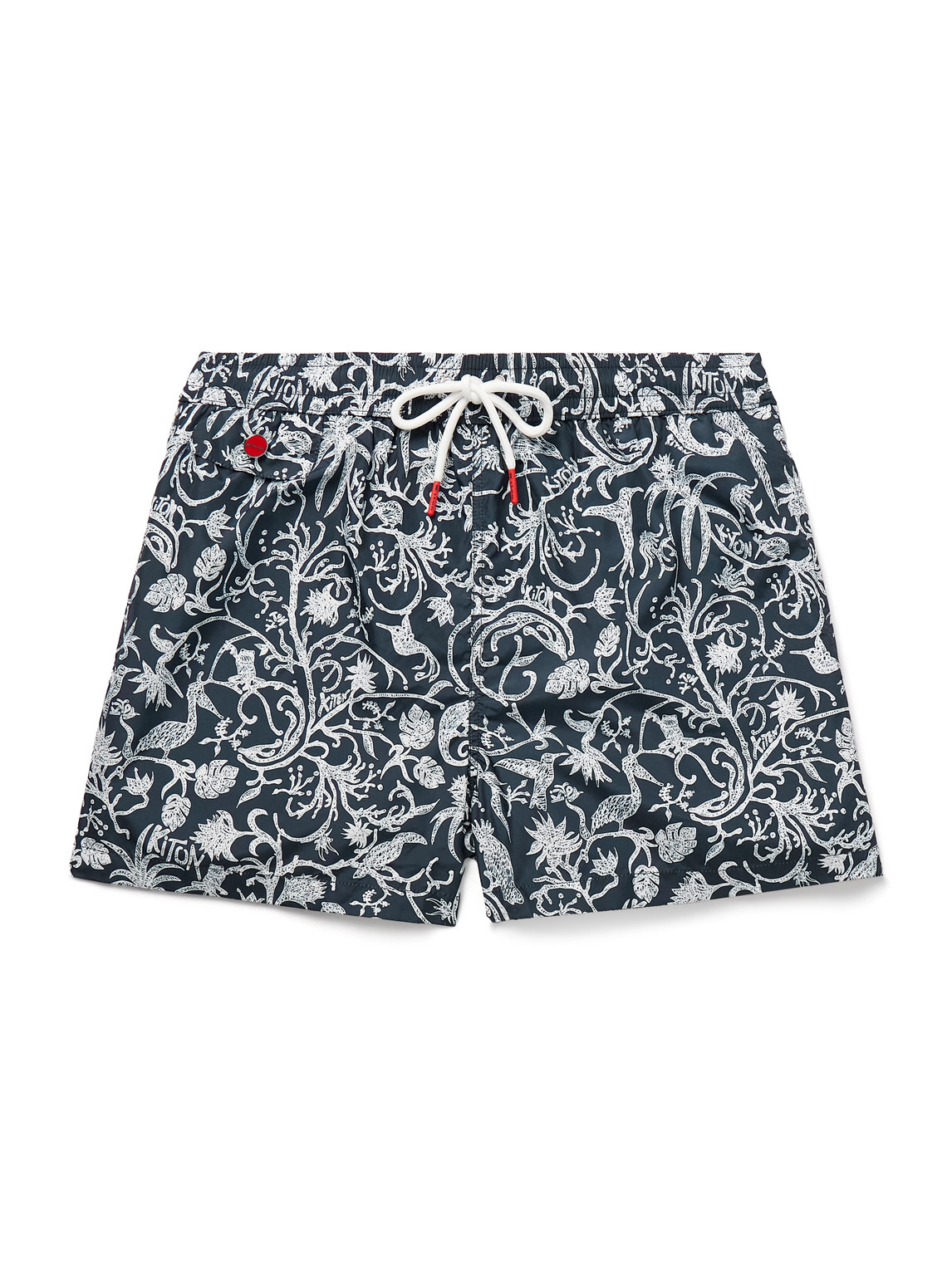 Kiton Straight-leg Mid-length Printed Swim Shorts In Blue