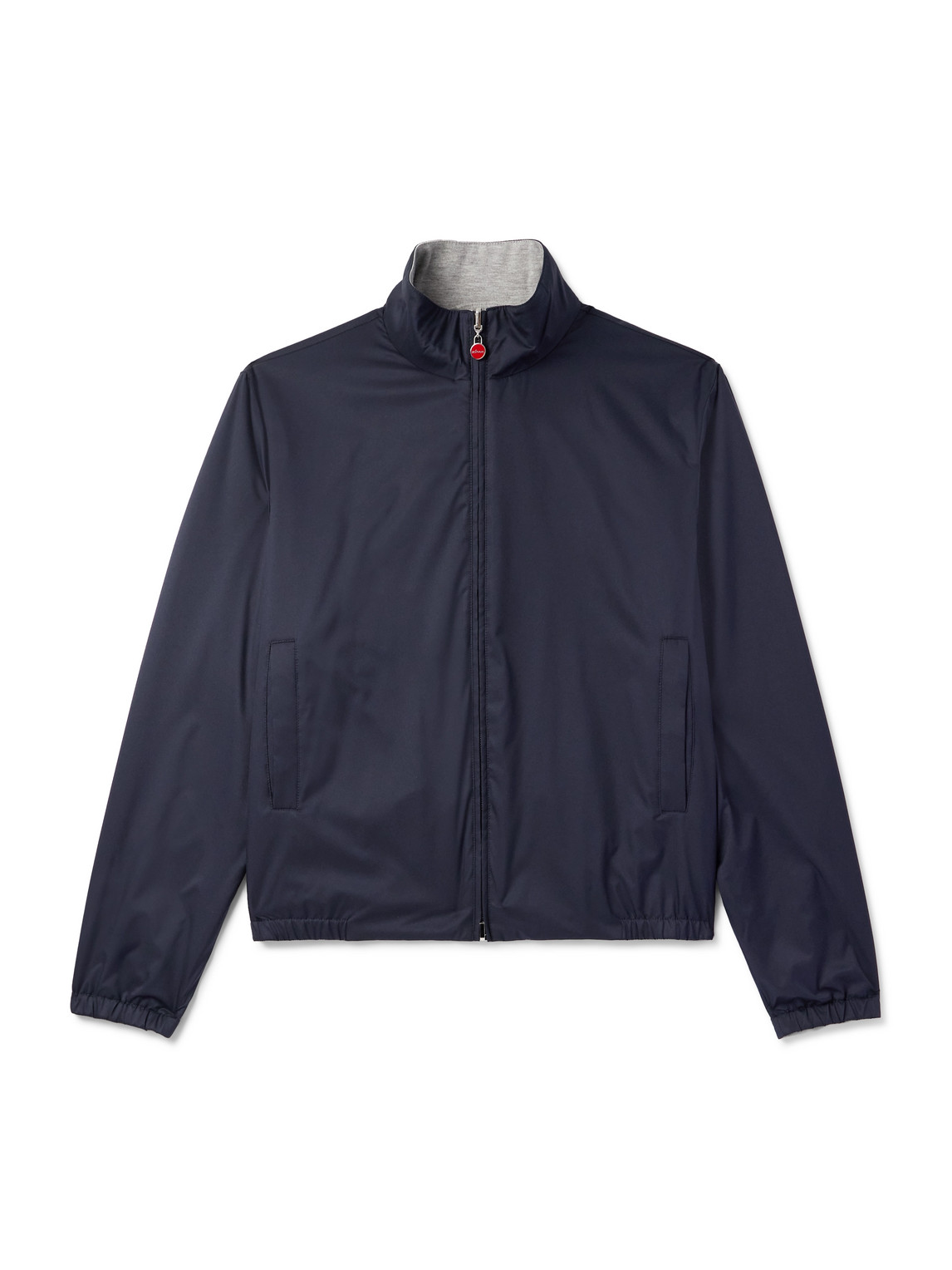 Kiton Reversible Jersey And Tech-shell Blouson Jacket In Blue