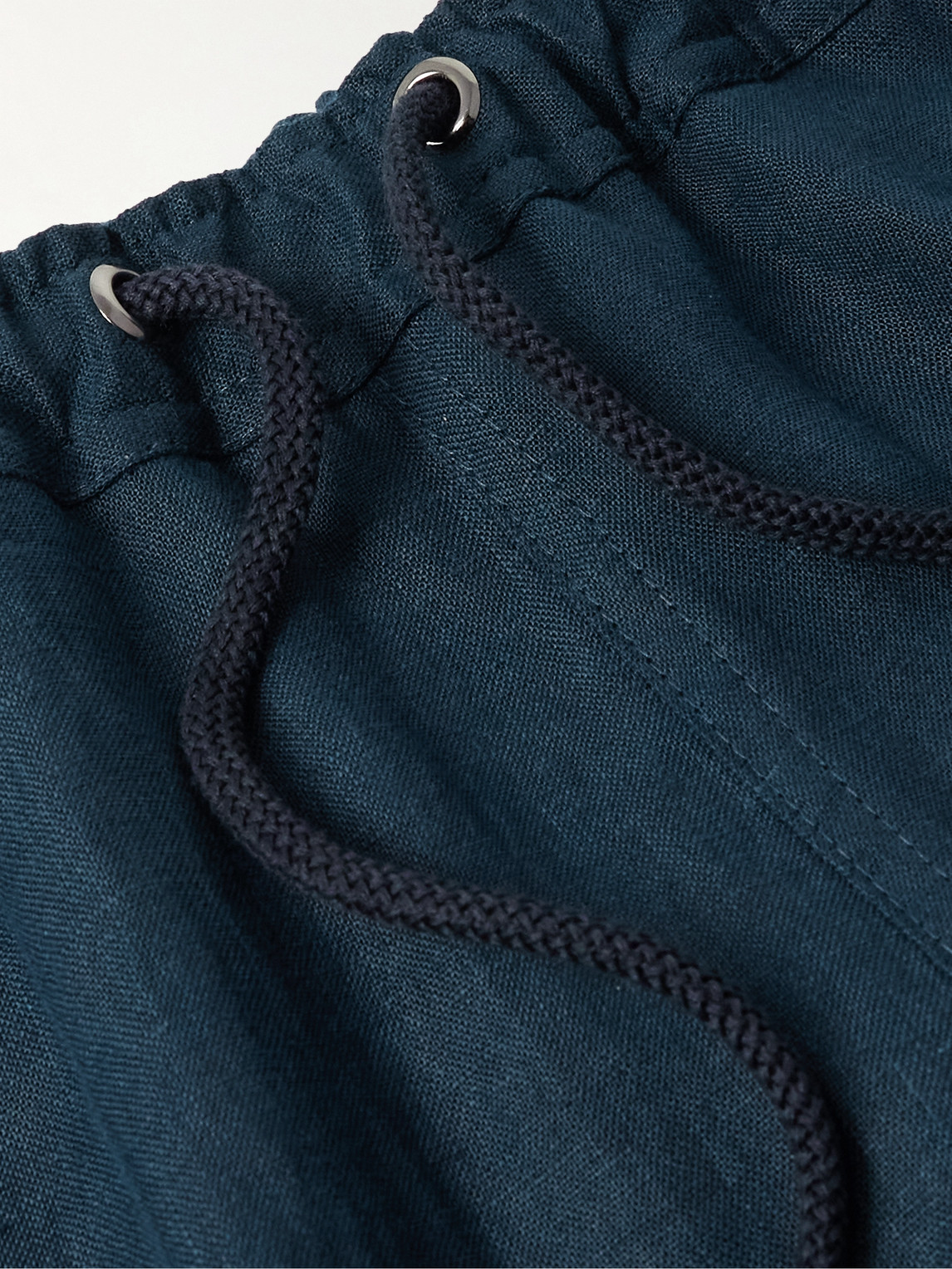 KITON SLIM-FIT STRAIGHT-LEG LINEN DRAWSTRING TROUSERS 