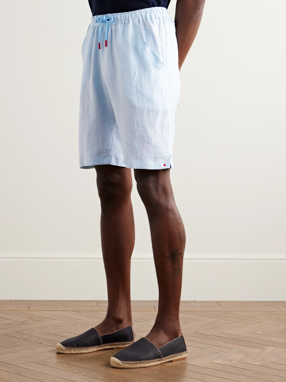 KITON SLIM-FIT LINEN DRAWSTRING SHORTS 