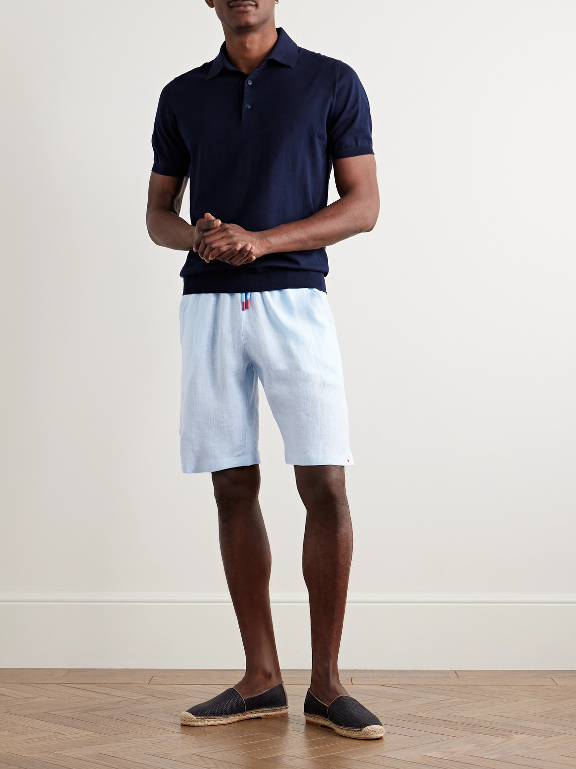 KITON SLIM-FIT LINEN DRAWSTRING SHORTS 
