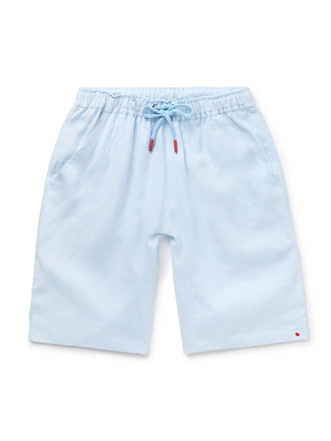Kiton Slim-fit Linen Drawstring Shorts In Blue