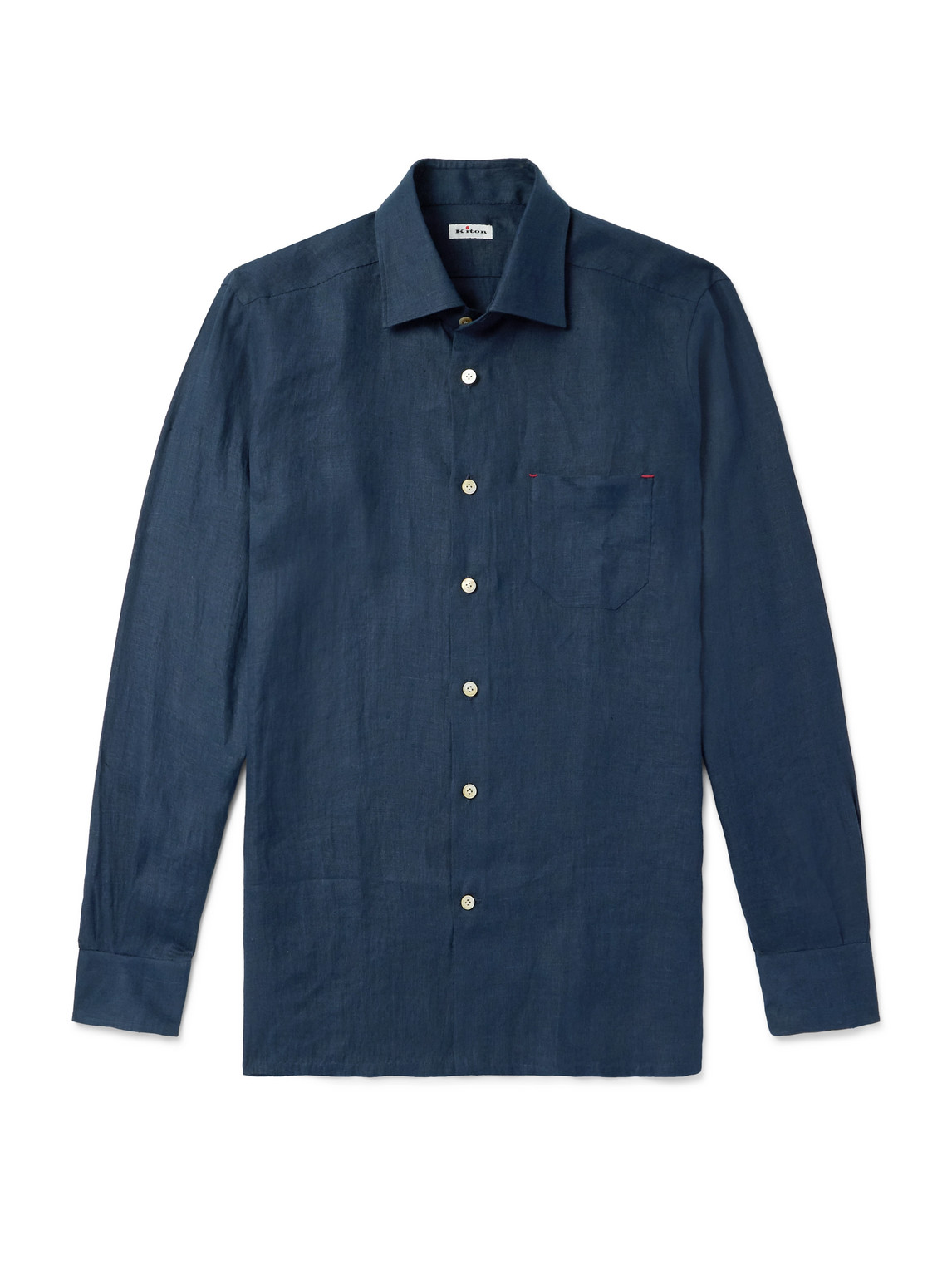 Kiton Linen Shirt In Blue