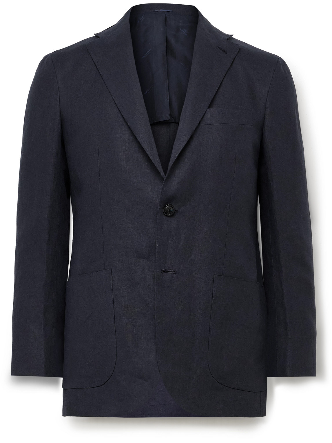 Kiton Linen Blazer In Blue