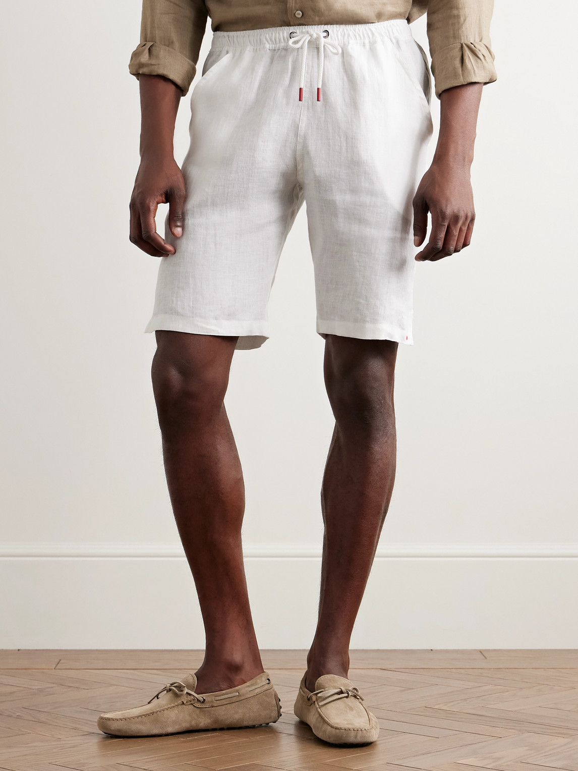 KITON SLIM-FIT LINEN DRAWSTRING SHORTS