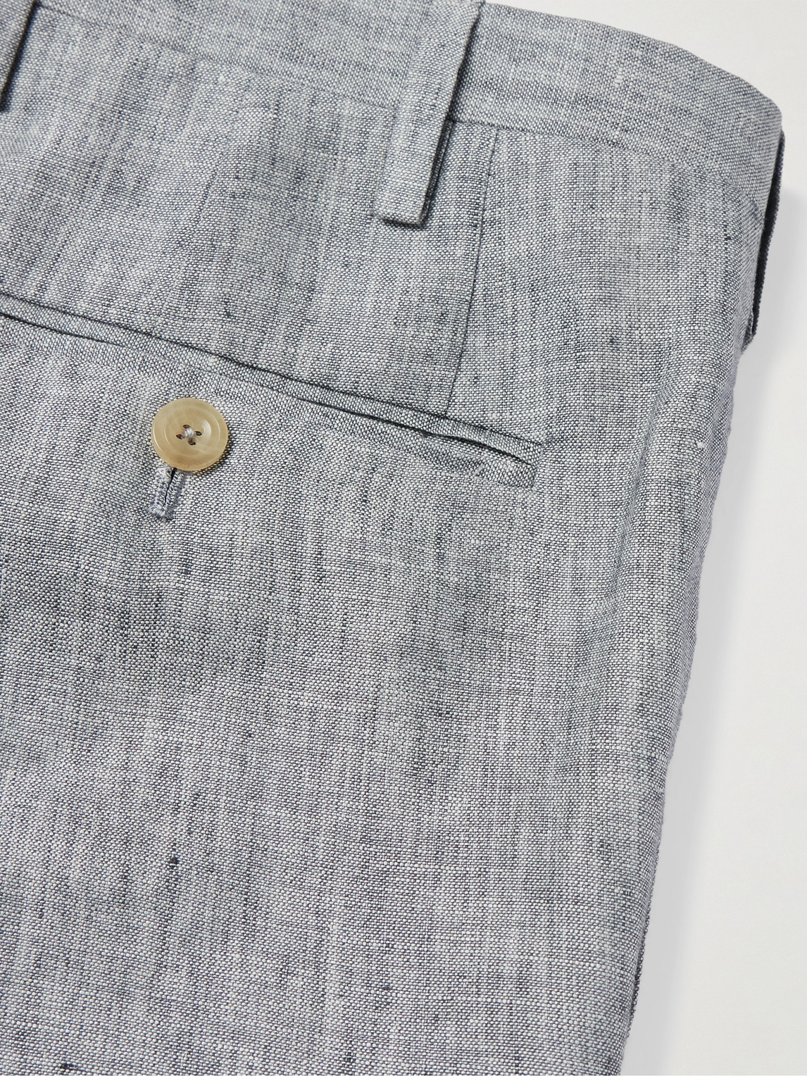 Shop Kiton Straight-leg Linen Trousers In Gray