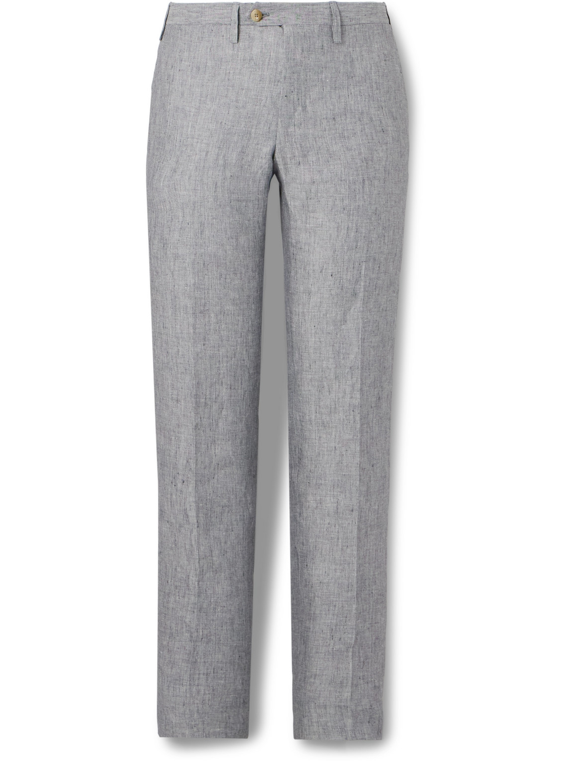 Kiton Straight-leg Linen Trousers In Gray