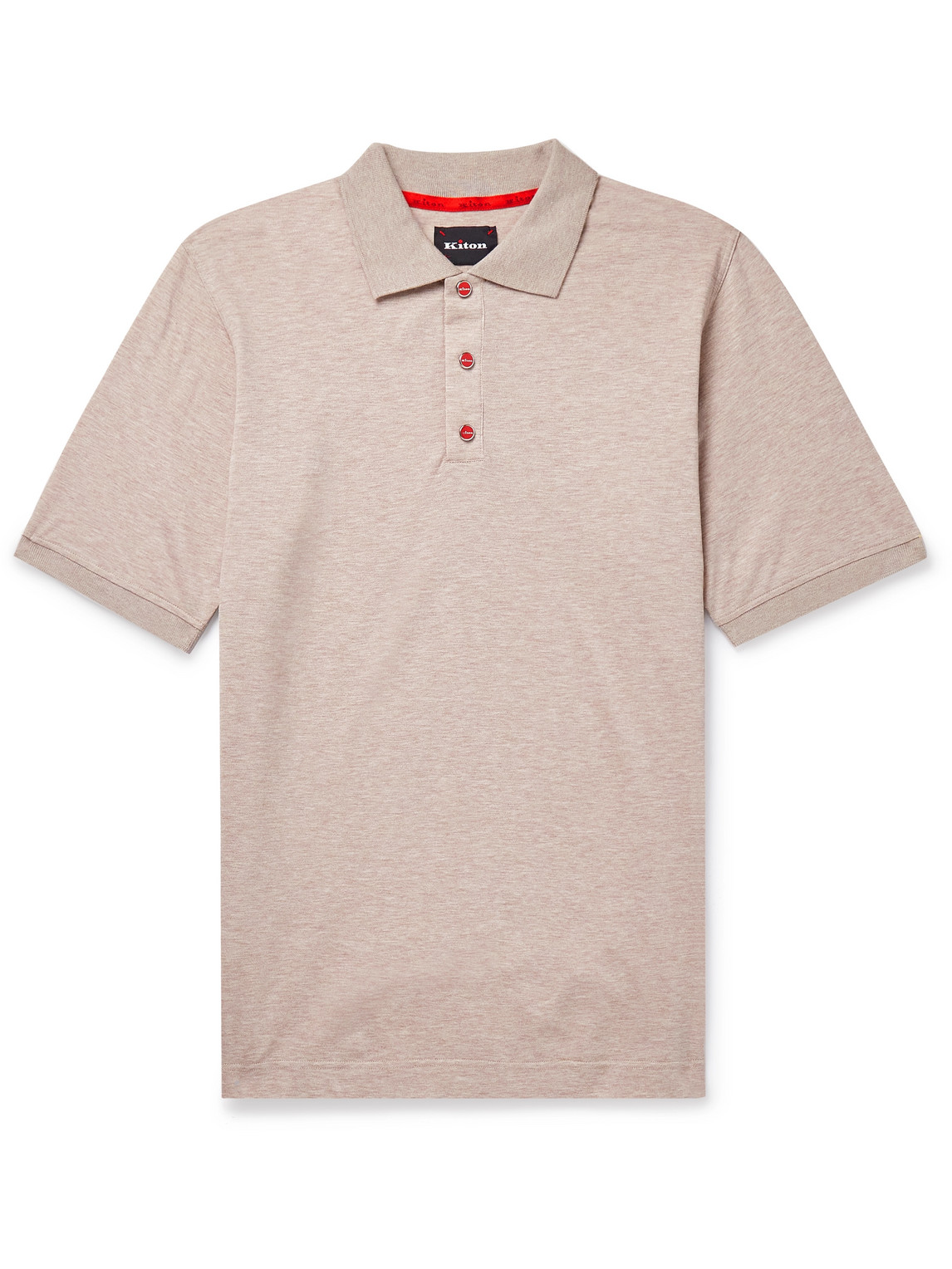 Kiton Cotton-piqué Polo Shirt In Neutrals