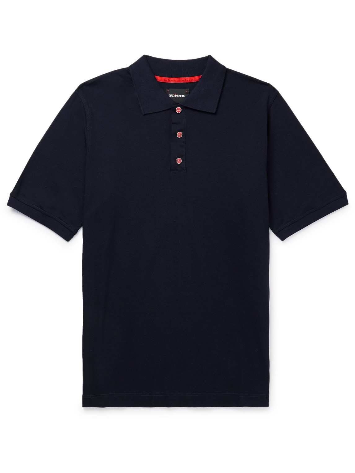 Kiton Cotton-piqué Polo Shirt In Blue