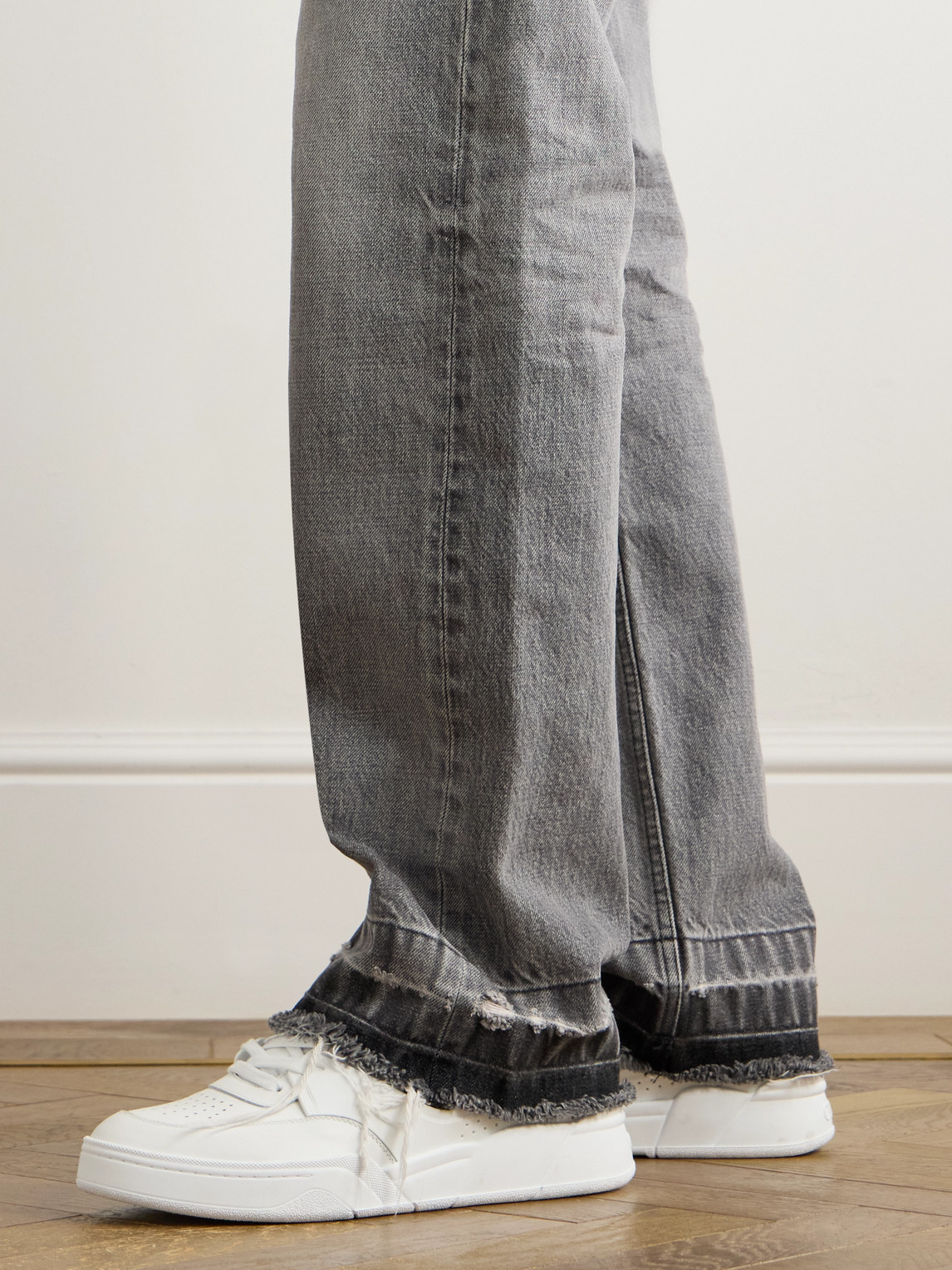 Celine Men Ct-09 Leather Sneakers With Mesh Inserts In White