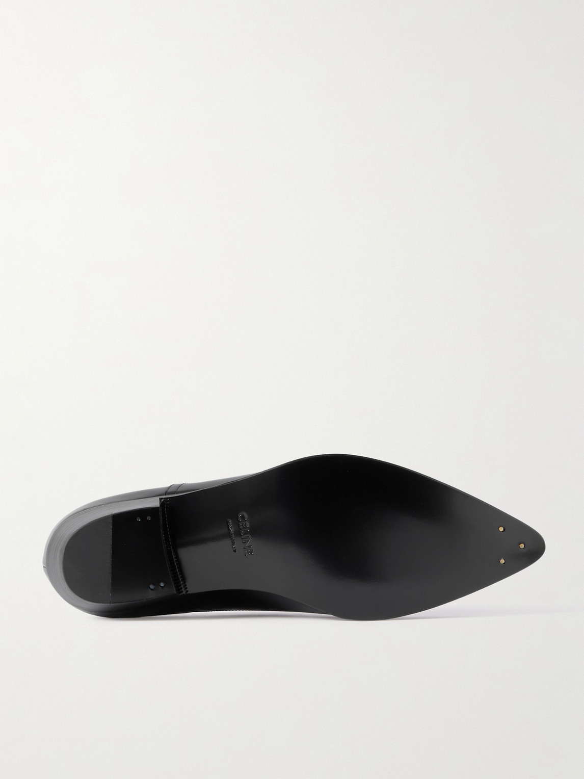 Celine Pointed Toe Lace Shoes With Perforated Detailing In Black