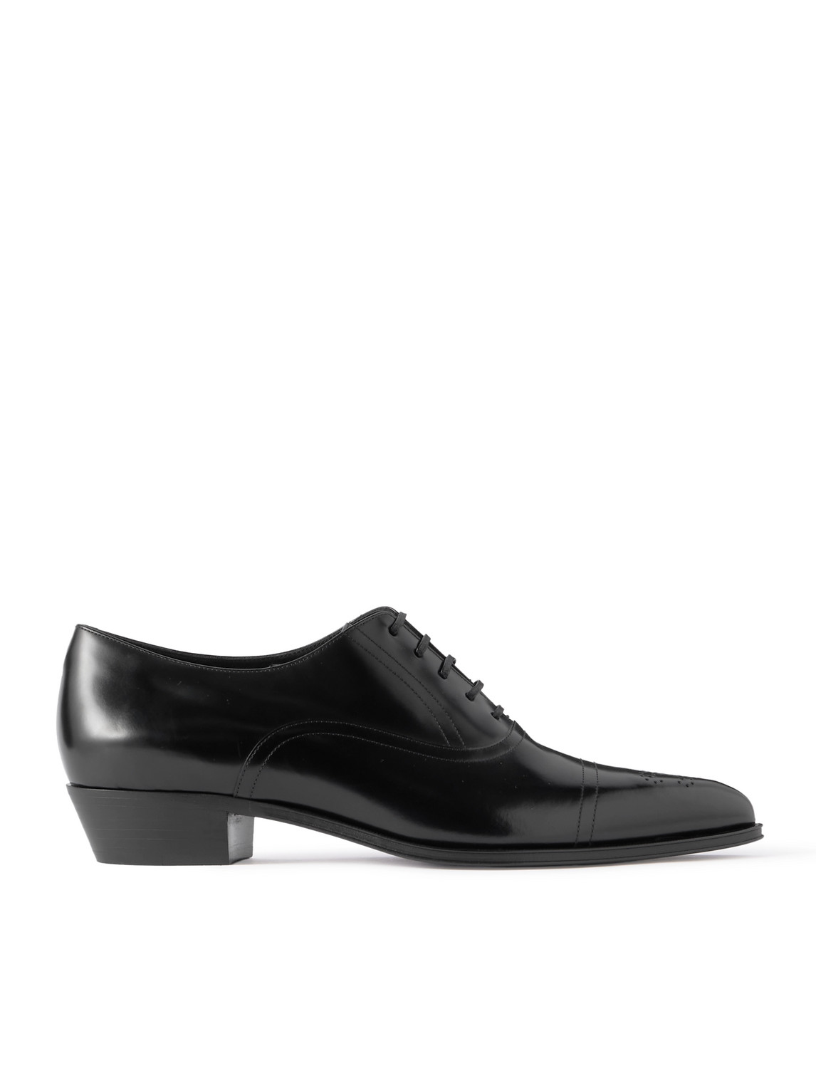 Celine Pointed Toe Lace Shoes With Perforated Detailing In Black
