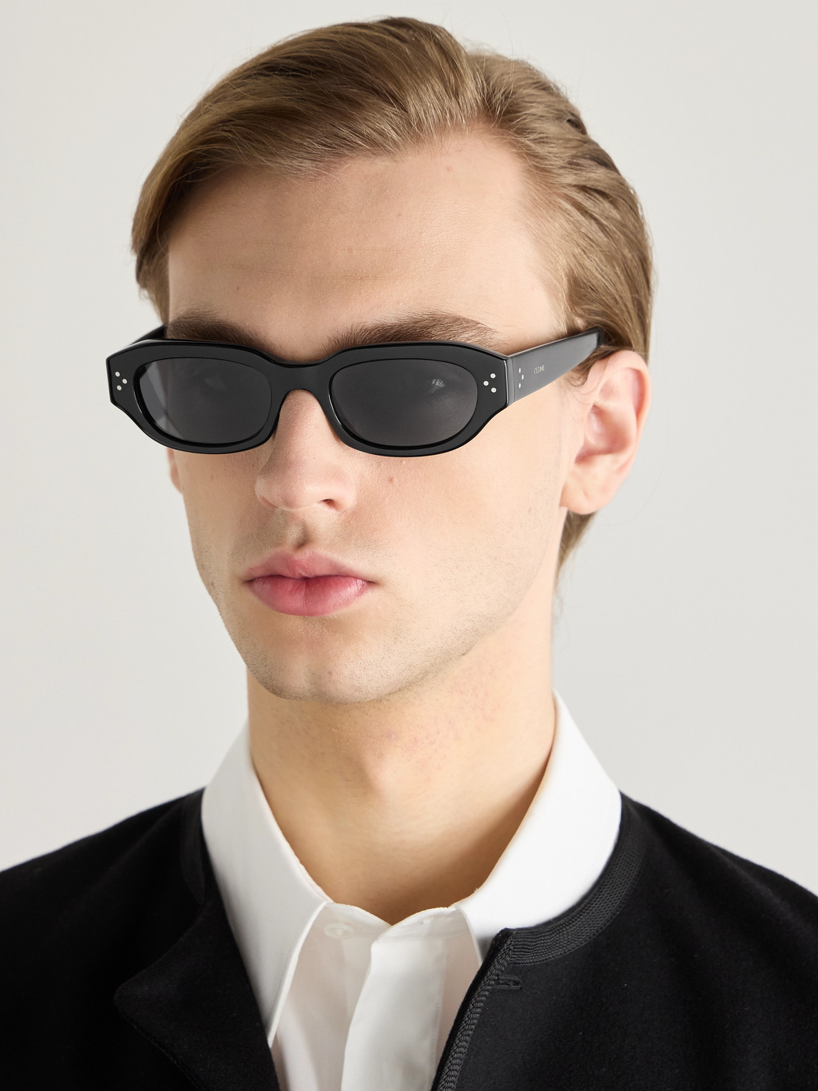 Celine Oval-frame Acetate Sunglasses In Black