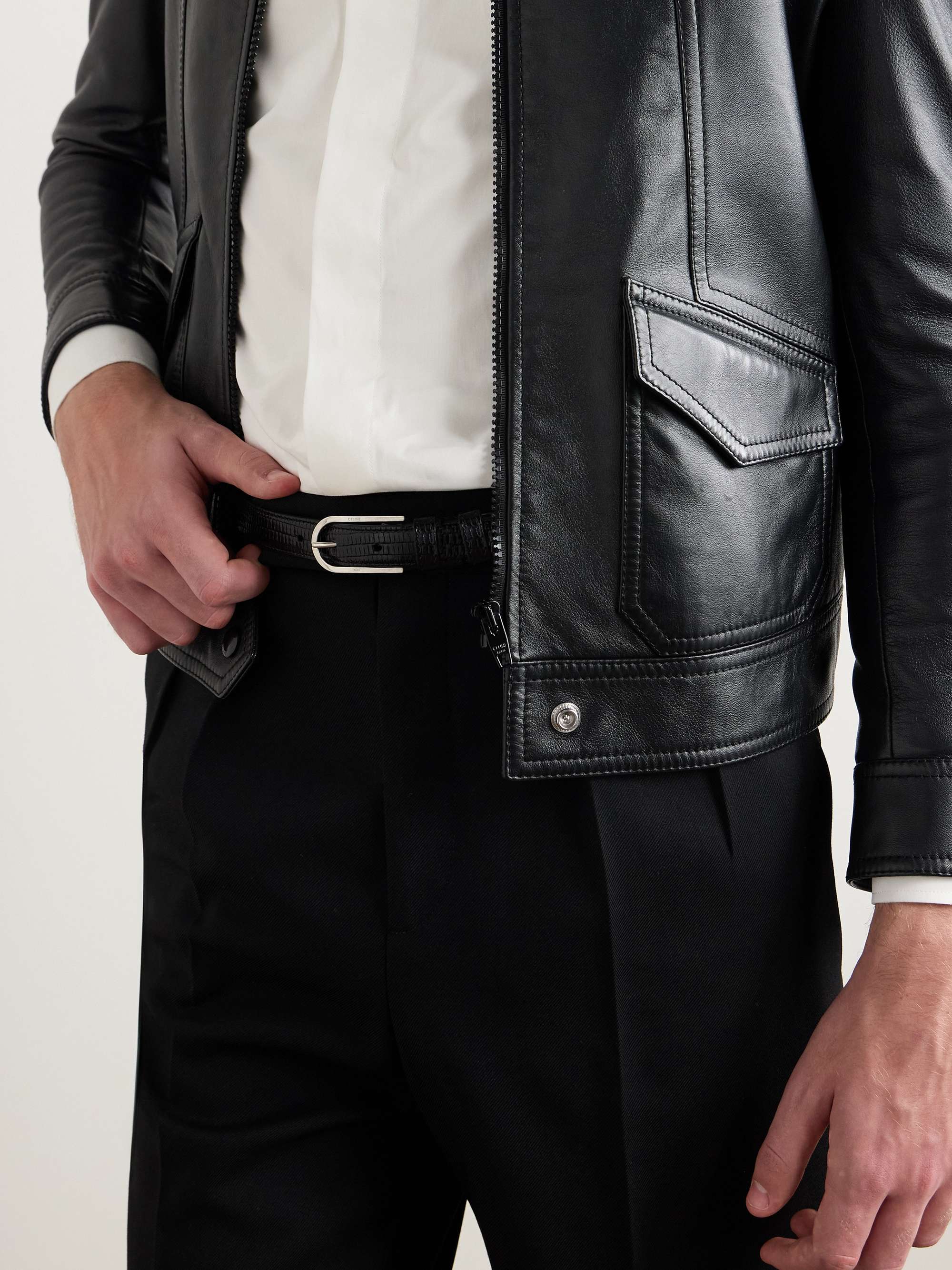 CELINE HOMME リザード風レザー ベルト 2cm | ミスターポーター
