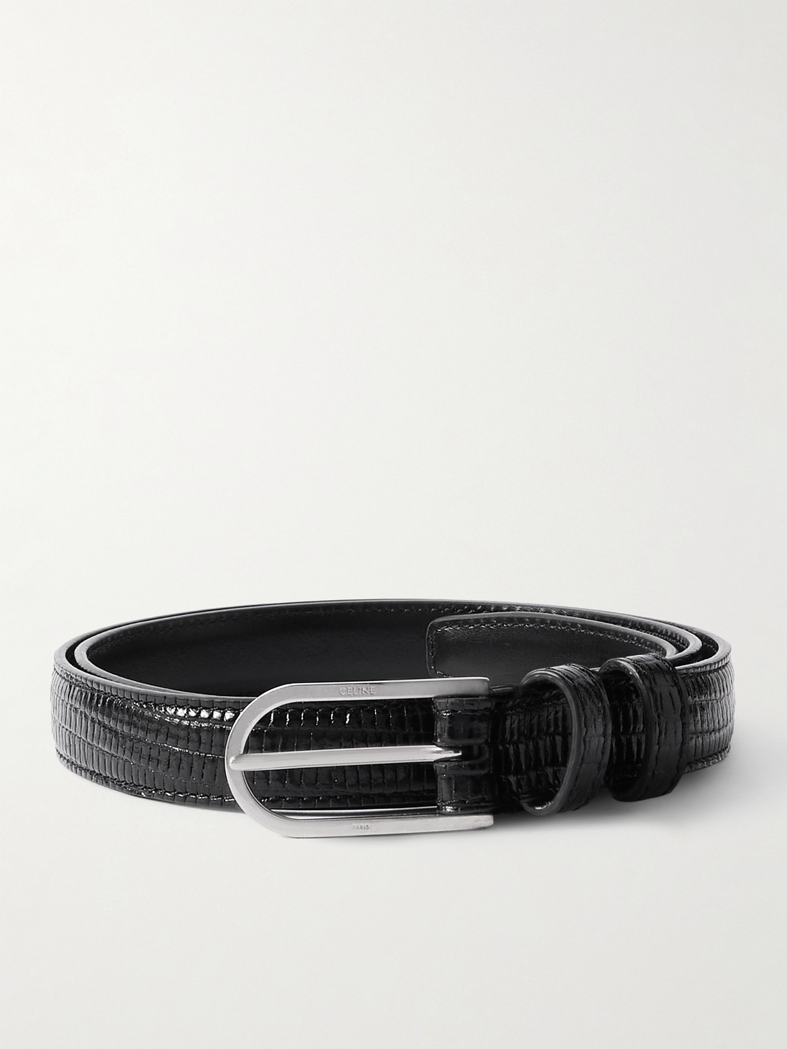2cm Lizard-Effect Leather Belt