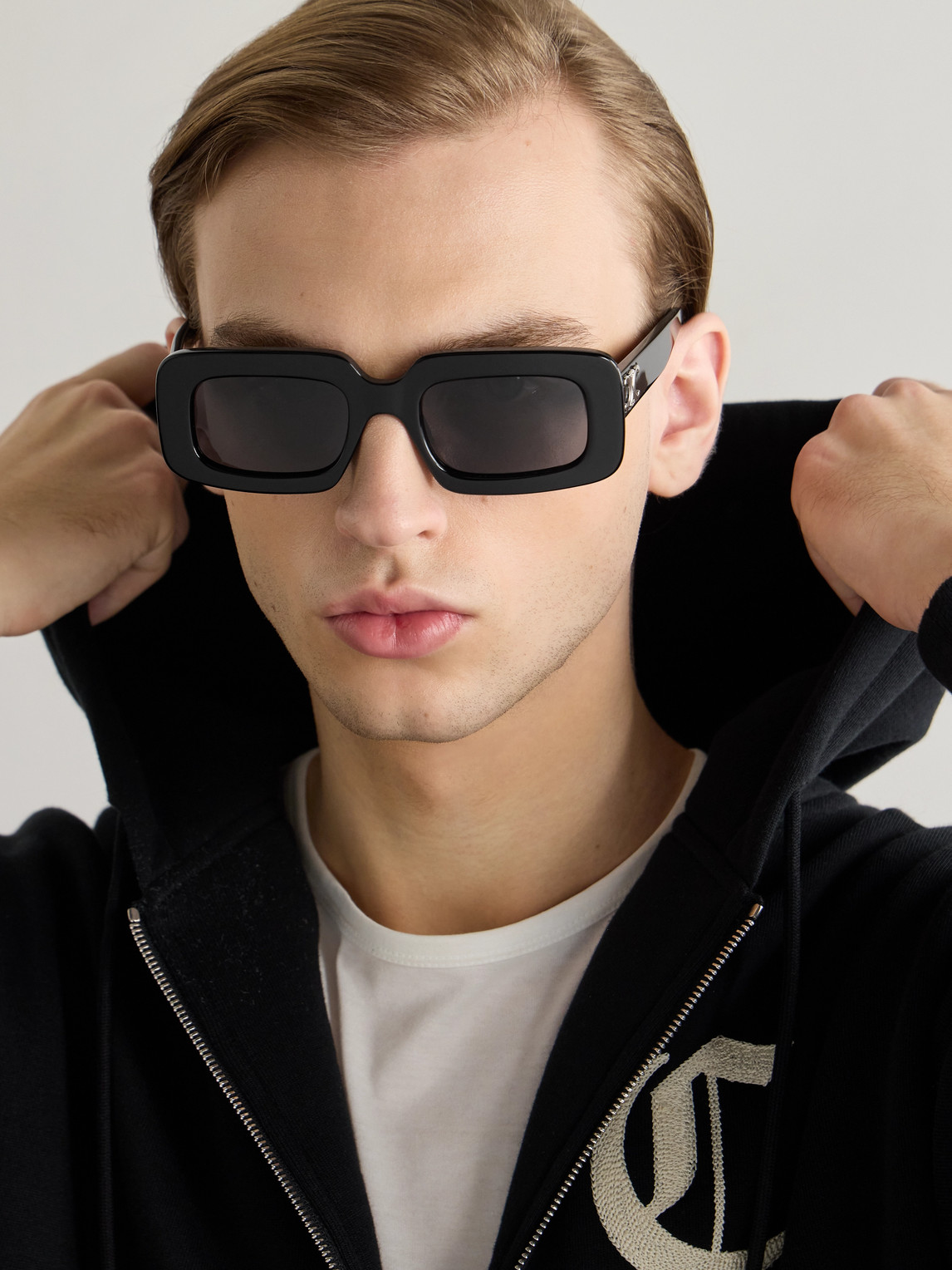 Celine Rectangular-frame Acetate Sunglasses In Black