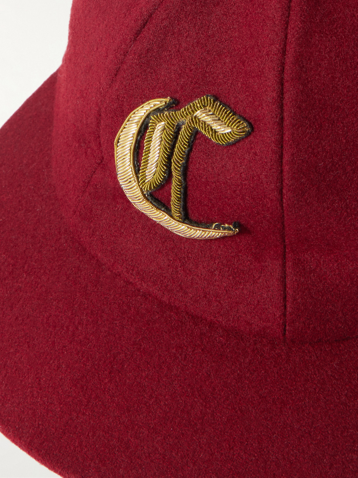 Celine Logo-embellished Wool-flannel Baseball Cap In Red