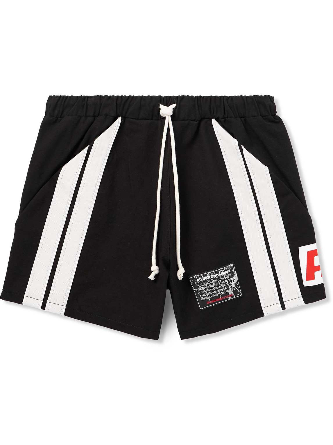 Rrr123 Trappist Straight-leg Logo-appliquéd Cotton-canvas Drawstring Shorts In Black
