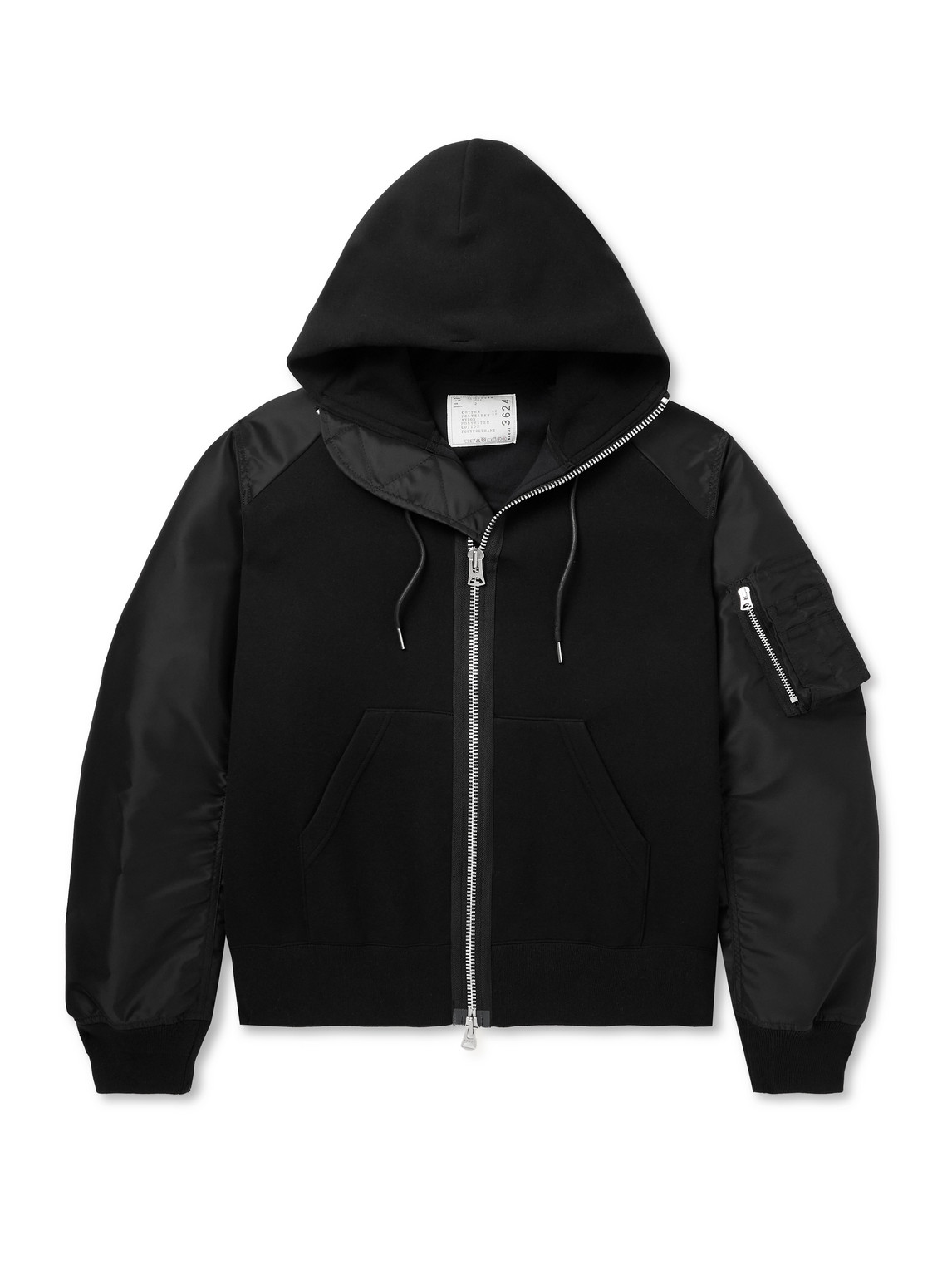 Sponge Padded Cotton-Blend Jersey and Nylon Zip-Up Hoodie