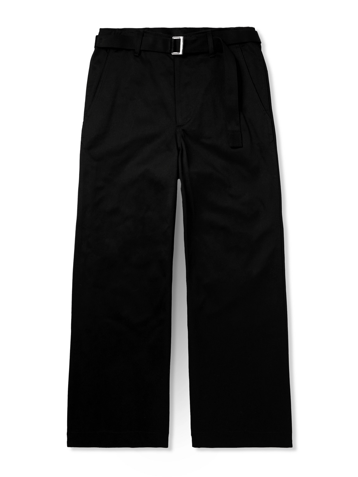Straight-Leg Belted Cotton-Gabardine Trousers