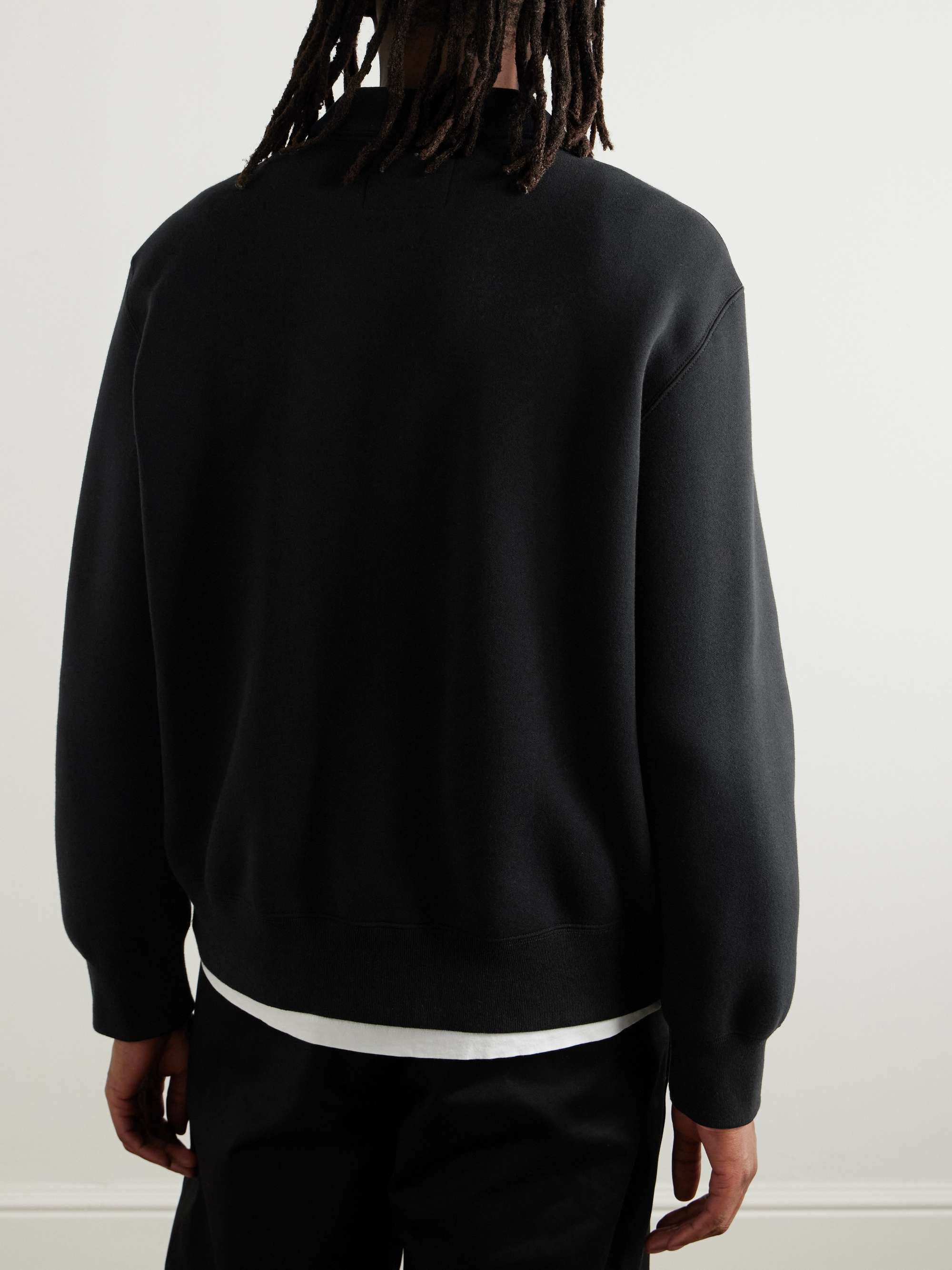 SACAI Sponge Cotton-Blend Fleece Half-Zip Sweatshirt for Men