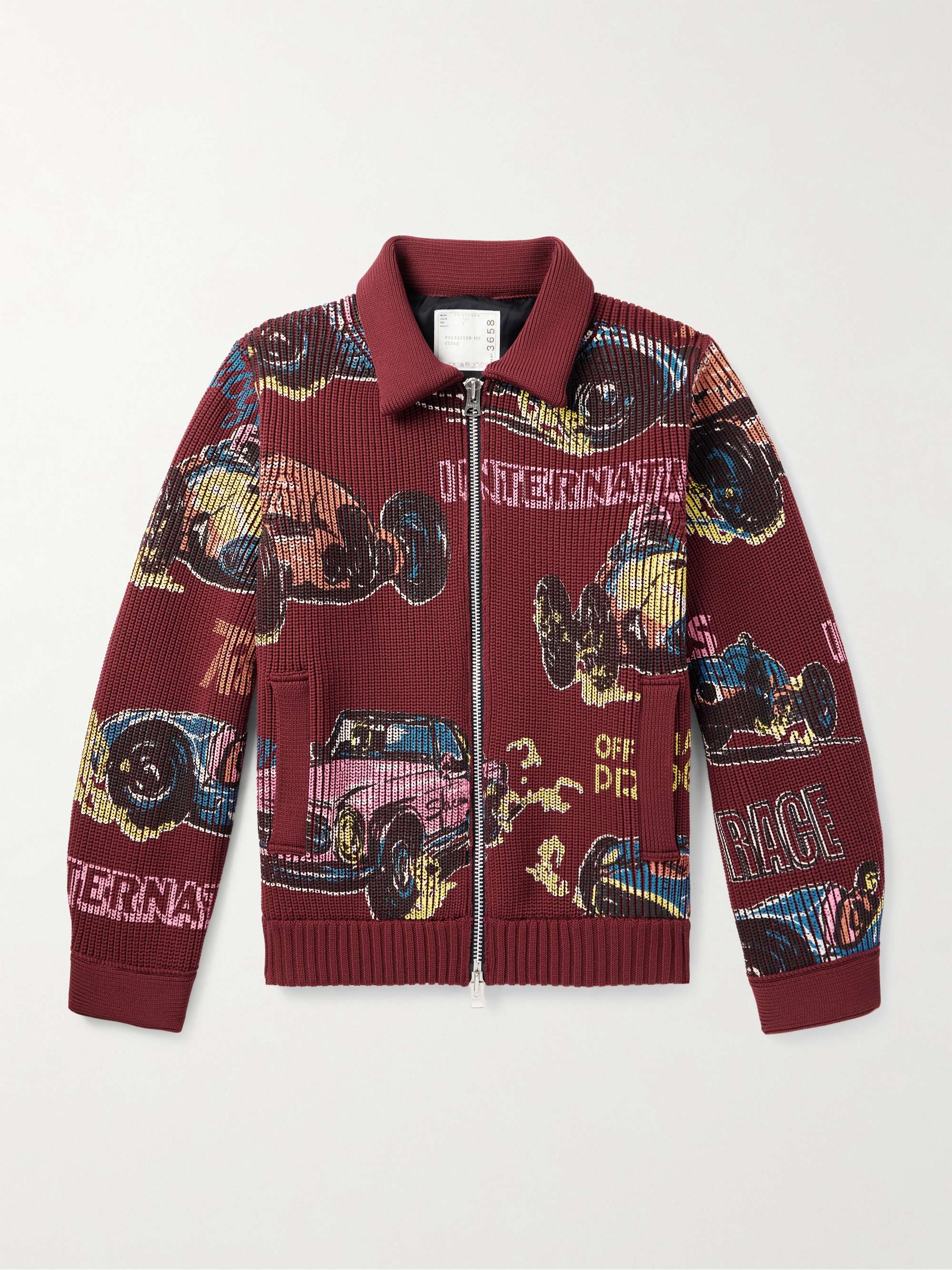 SACAI Printed Ribbed-Knit Cardigan for Men | MR PORTER SACAI Printed Ribbed-Knit Cardigan for Men | MR PORTER