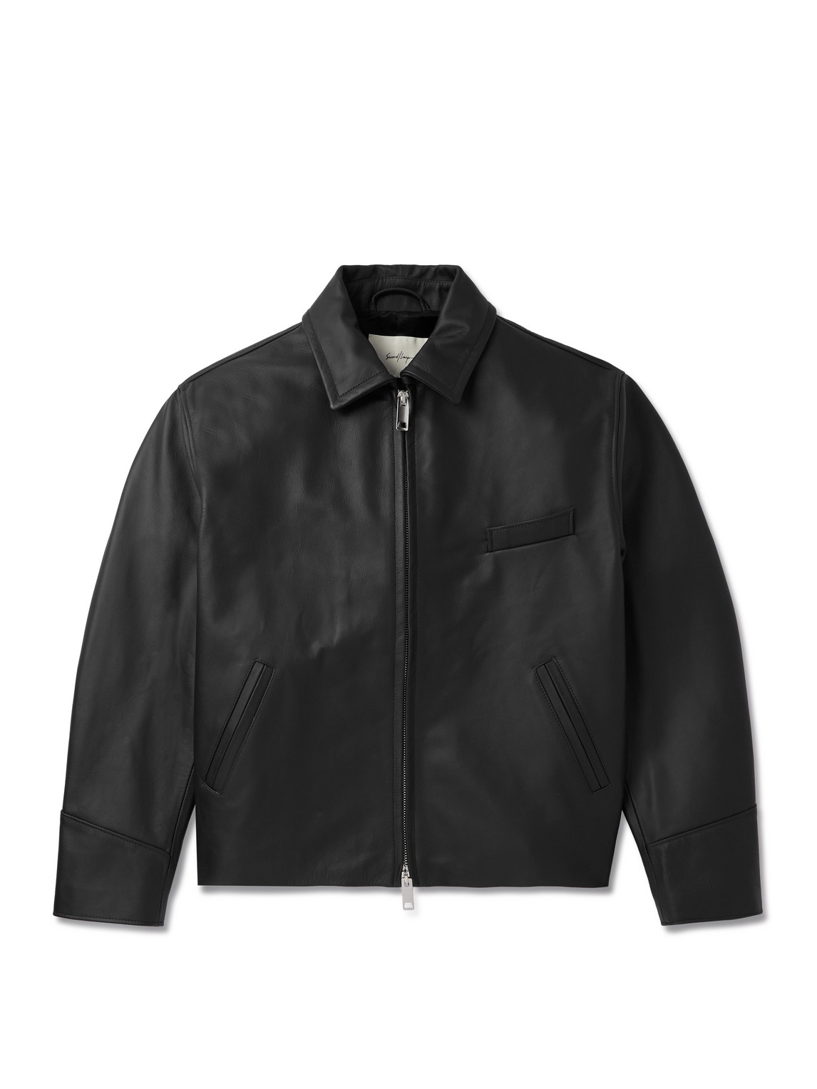 Second / Layer Leather Biker Jacket In Black