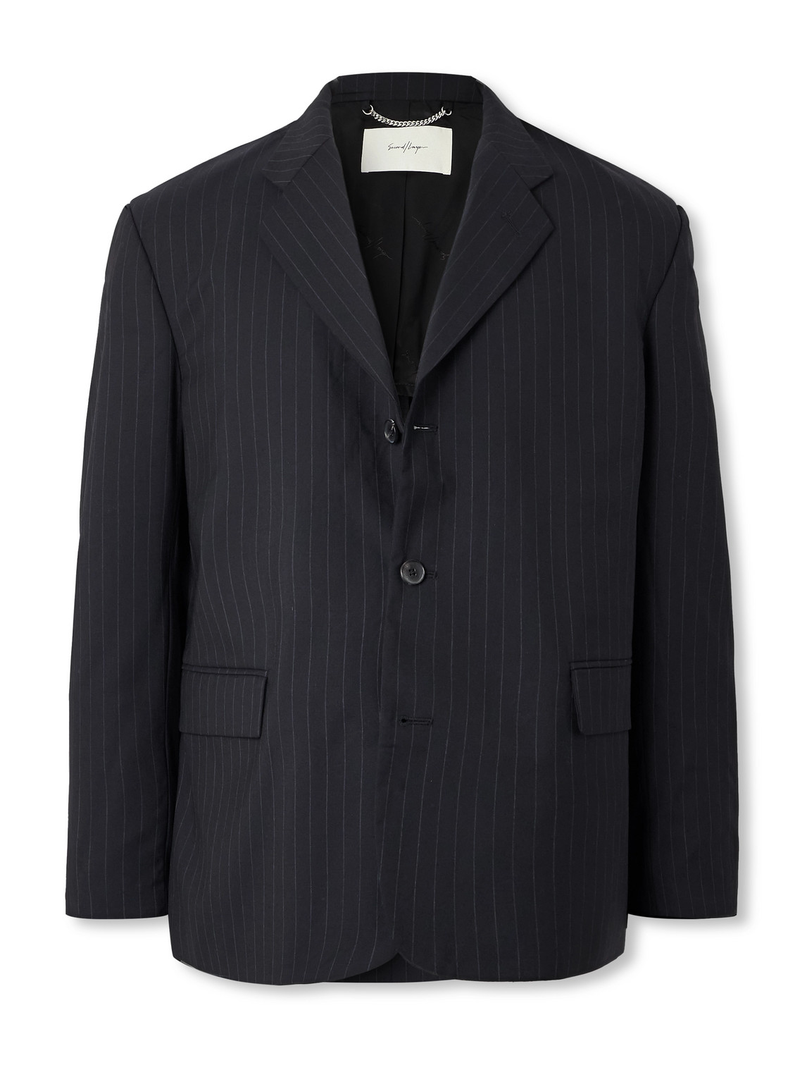 Second / Layer Barrio Pinstriped Wool Blazer In Gray