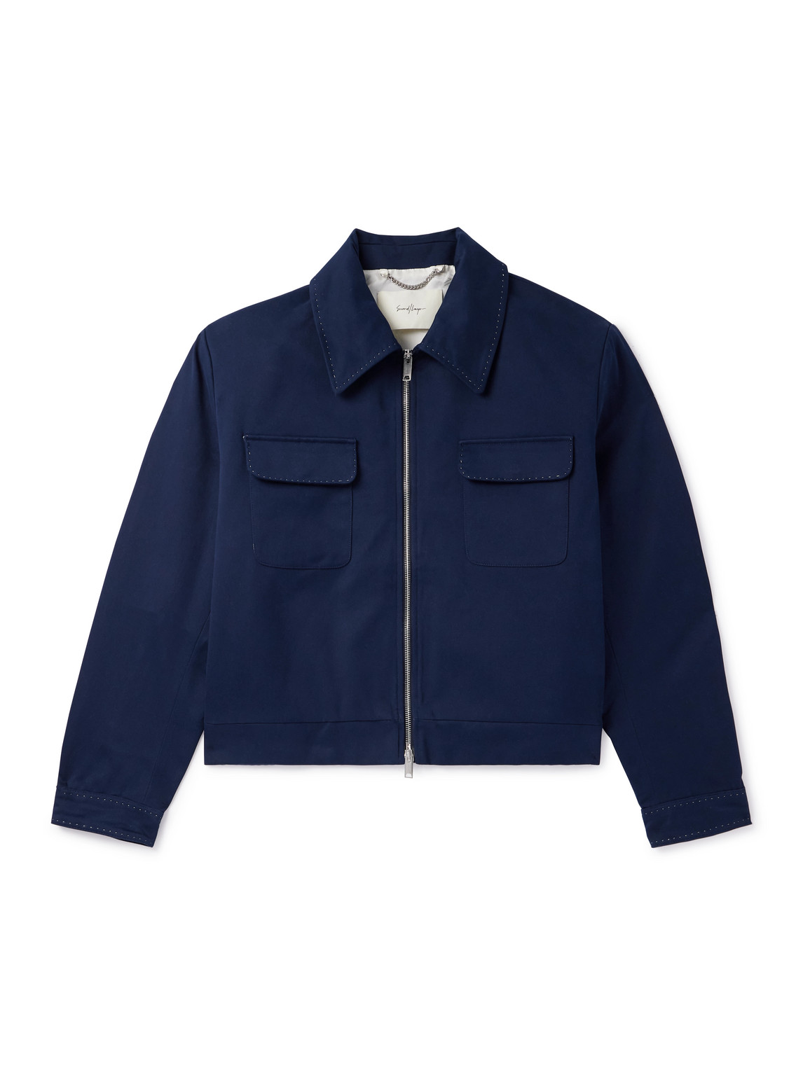 Second / Layer Herman Embroidered Cotton-twill Jacket In Blue