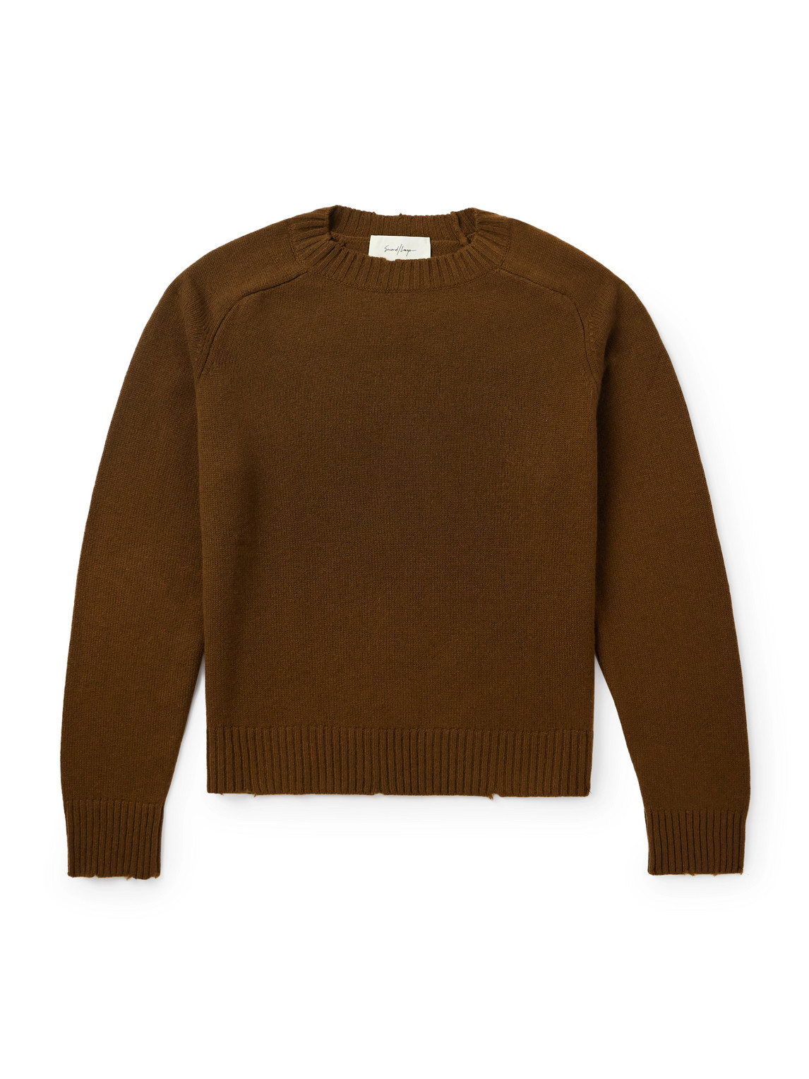 Second / Layer Distressed Cashmere Sweater In Brown