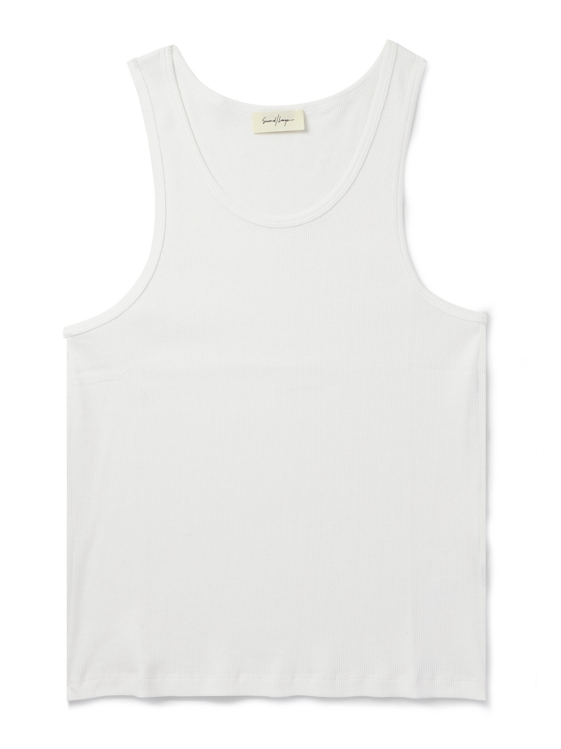 Second / Layer Los Niños Slim-fit Ribbed Organic Cotton Tank In White