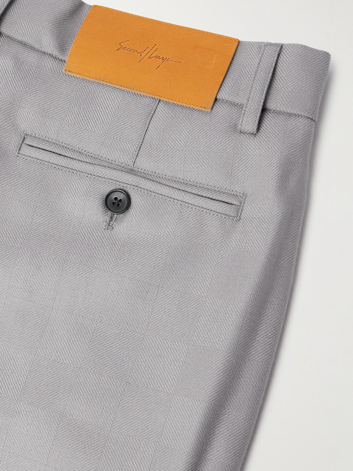 Shop Second / Layer Primo Straight-leg Checked Wool Trousers In Gray
