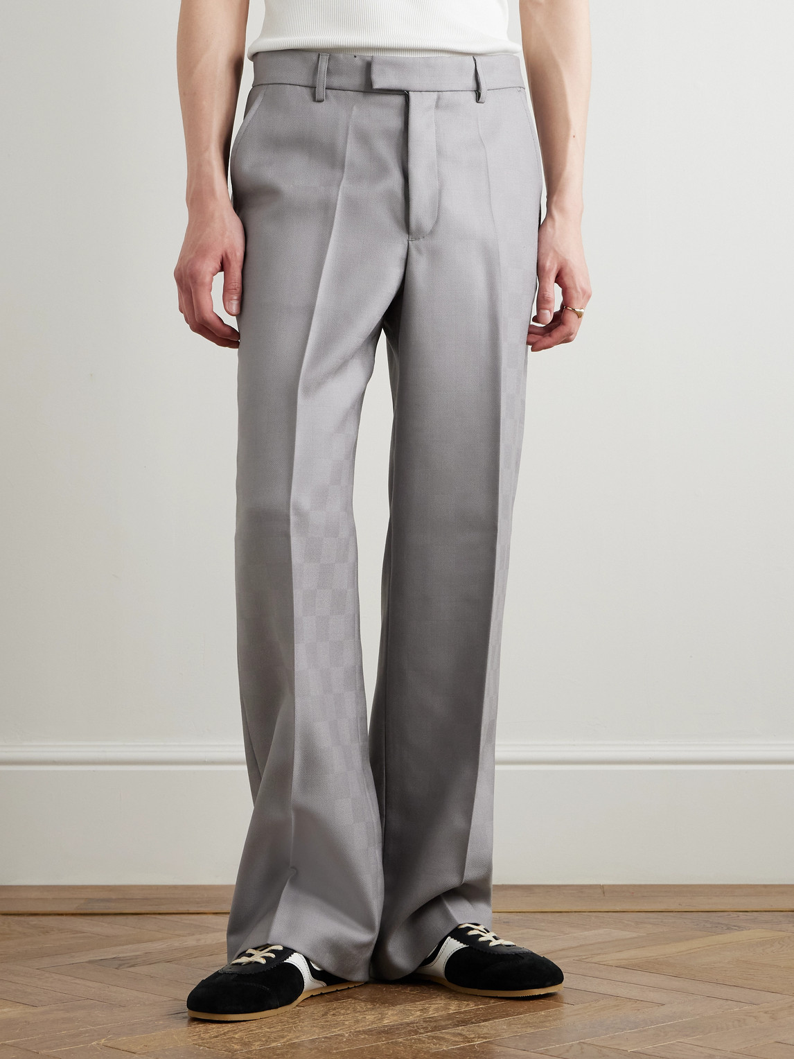 SECOND / LAYER PRIMO STRAIGHT-LEG CHECKED WOOL TROUSERS