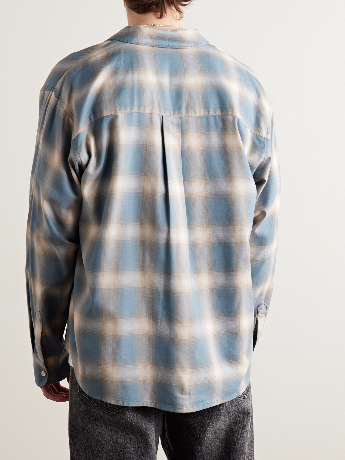 SECOND / LAYER CHECKED COTTON-BLEND FLANNEL SHIRT