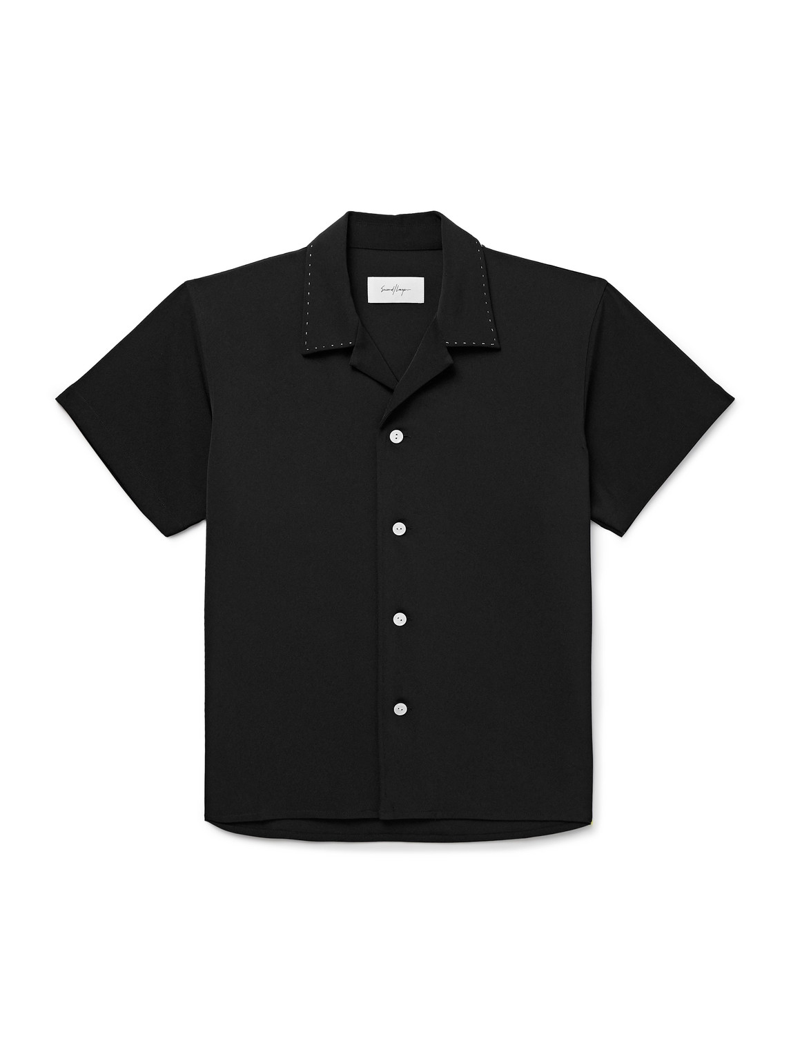 Avenue Camp-Collar Embroidered Twill Shirt